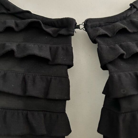 New Directions Black Tiered Ruffle Open Front Long Sleeve Cardigan Size XL - Picture 2 of 7